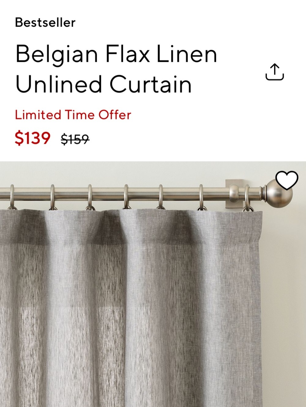 POTTERY BARN Pair/Two Belgian Flax Linen Sheer Curtains 108”L x 50”W Each Panel - Picture 2 of 7